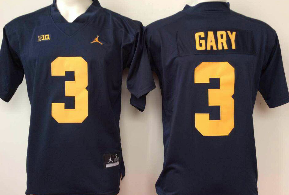 NCAA Men Michigan Wolverines Blue #3 gary style 2